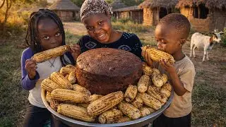 No oven ! no Problem! Village mom bakes cake with sand  and roasted maize | Africa Village life