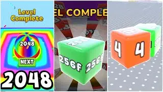 INSANE 2048 Run Battle! Jelly Run vs Jelly Tube Run vs Ball Run | 256f vs ^8B vs 2048