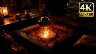 Deep Sleep ASMR | Traditional Japanese Hearth, Boiling Kettle & Snowstorm Ambience.