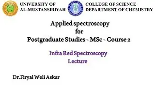 Postgraduate Studies - MSc - Course 2- Applied spectroscopy -Infrared Spectroscopy IR