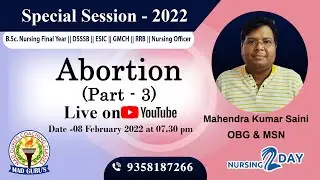 Abortion Part - 3 || OBG ||  by Mahendra Sir || Nursing2day || MAD GURU's