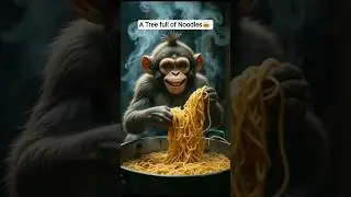 The Monkey and the Magical Noodles Tree 🌲 🍝! #aishorts #monkey #noodles #shorts