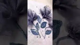 flower embroidery with bead and organza #flowers #handwork #handembroidery