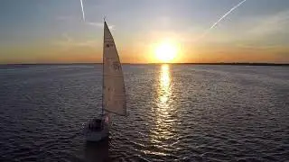 Sailboat Sailing During Sunset | Royalty Free HD Stock Video Footage