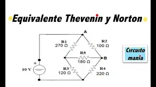 Equivalente Thevenin y Norton (Sin resistencia de carga) - Problema de circuitos eléctricos I.