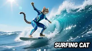 Cat Spends 24 Hours on the Beach! Surfing, Fun & Adventure | MeowMitr&rdquo;