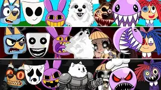Incredibox Sprunki OC Phase 1 to Phase 3 Gabe the Dog, Masha and The Bear, Jax, Bubble, Gangle