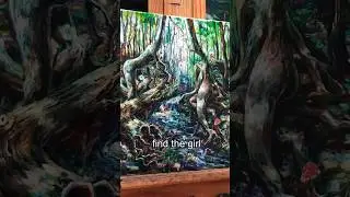 Surrealist painting time lapse to The Cure #oilpainting #surrealism #artprocess #forest #gothic