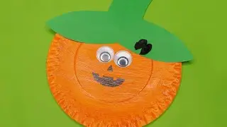 DIY How to Make a Cute Halloween Pumpkin Paper Plate | Autumn Decoration