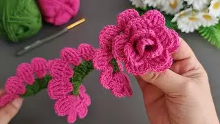Woww!.. 🥰 Super easy. How to Crochet a Rose Step by Step, Quick and Easy #crochet #flowers #3d 
