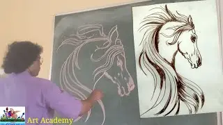 horse drawing chalk ,pen class work, website  link : 