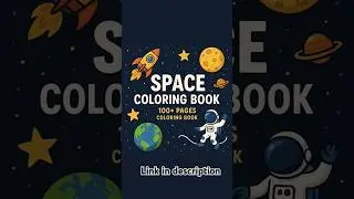 100 Pages Space Coloring Book For Kids And Adults. #books #art #coloringbook #space