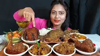 DabaStyle Mutton Kosha+Chicken Roast+Chicken Tandori+TangraFish Buna+Fish Grilled+BasmatiRice Eating