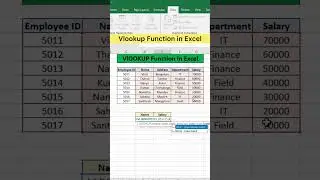 Vlookup Function in Excel | Advanced Excel Formula #excel #excelformula #exceltips