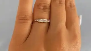 14K White Gold Marquise Lab Diamond Engagement Ring, Dainty Marquise Cut Diamond Ring For Women