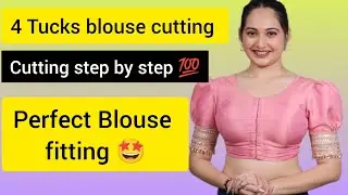 4 Tucks Blouse Cutting Easy Method | Raja Rani Style Blouse Drafting & Stitching Tutorial in Hindi