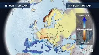 Monthly precipitation forecast for Europe 19/1/2026