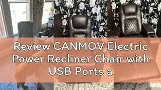 Review CANMOV Electric Power Recliner Chair with USB Ports and Cup Holders, Breathable Leather Home
