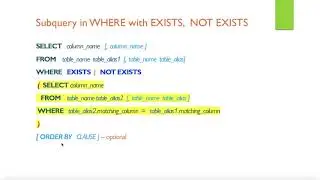 SQL  subqueries - Lesson 8 (EXISTS, NOT EXISTS, ALL, ANY)
