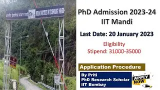 Phd Admission IIT Mandi| IIT MandiPhD Admission 2023-24| Last Date:20-01-23