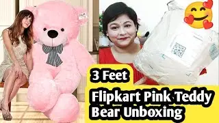 Flipkart 3feet Pink Teddy Bear Unboxing | Valentine Giant Teddy Bear | Best Birthday Gift | soft toy