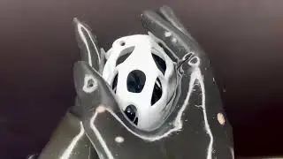 Olympus White Hera Chastity Cage Hexlock Snapfit Demonstration with Black Latex Gloves