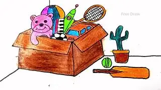 Toys Box Drawing || Toys Drawing Step By Step || Kids Toys Drawing Easy