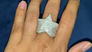 Hip Hop Star Shape Round Cut Moissanite Pinky Ring For Men 🌟✨#hiphopring #starring #pinkyring