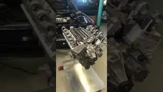 M117 5.6 engine prepping for twin turbochargers.