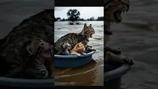 Heartwarming Flood Rescue: Smart duck Saves Cat Family from Rising Waters. #DuckSaves#FloodRescue