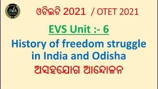 History of freedom struggle in India and Odisha ( Non-cooperation Movement ) EVS OTET 2021