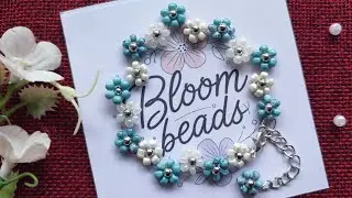 Floral Bead Bracelet Light Blue | Handmade Beaded Flower Bracelet