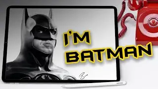 Batman (Michael Keaton) speed drawing timelapse on iPad Pro.