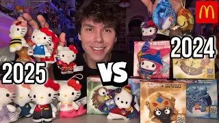 COMPARANDO COLE&Ccedil;&Atilde;O HELLO KITTY MC DONALDS 2024 VS 2025 QUAL &Eacute; MELHOR? PETER TOYS