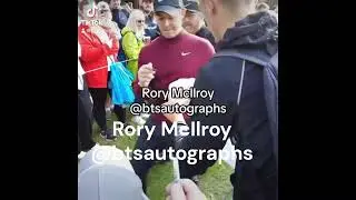 Rory McIlroy signing autographs for us while playing golf
