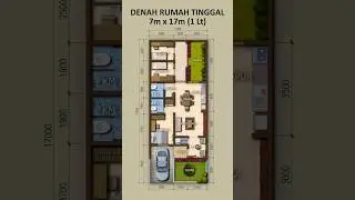 Denah Rumah 7x17 1 Lantai #shorts