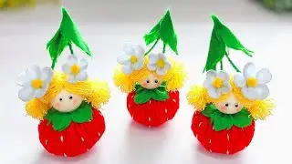 🍓 КУКЛА КЛУБНИЧКА СВОИМИ РУКАМИ 👧 BABY ROOM DECOR 🍓 Doll Strawberry DIY