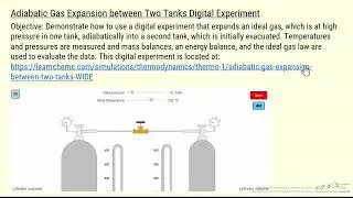 Adiabatic Gas Expansion Between Two Tanks Digital Experiment