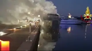 Olbia, in fiamme uno yacht di 35 metri ormeggiato al porto turistico