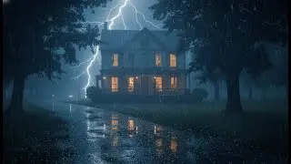 Heavy Rain & Thunderstorm Ambience | Cozy Forest Cabin Rain Sounds for Deep Relaxation and Sleep
