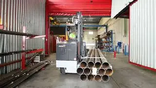 Carretilla multidireccional HUBTEX para perfiles metálicos largos | Solución intralogística fiable