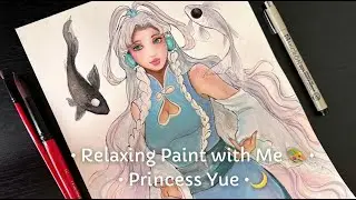 paint with me - princess yue 🌙 atla fanart  - relaxing watercolor process