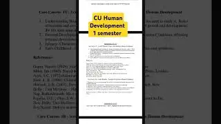 CU Human Development 1st Semester | Syllabus, Important Topics & Exam Guide