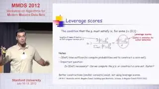 Leverage Scores, the Column Subset Selection Problem, and Least squares Problems, Petros Drineas