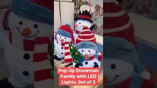 🗣️@CostcoShoppers 👉 Pop Up Snowman Family with LED Lights, Set of 3. #shorts