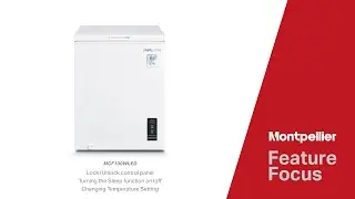 Montpellier Feature Focus, MCF100WLED Chest Freezer - Lock, Sleep & Temperature controls