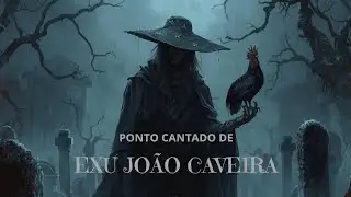 001 PONTO DE EXU JO&Atilde;O CAVEIRA - GALO PRETO DA PENA VERMELHA
