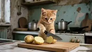 Papa cat cooking food for mama 😁😁😁#cute #viralvideo