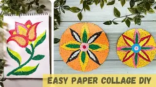 Paper Collage Art | Easy Paper Collage Art Ideas| Wallhanging with paper collage | Cardboard reuse||