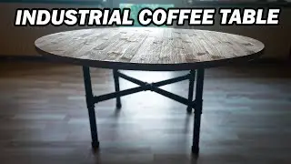 DIY industrial looking round coffee table - steel and wood - DIY projects